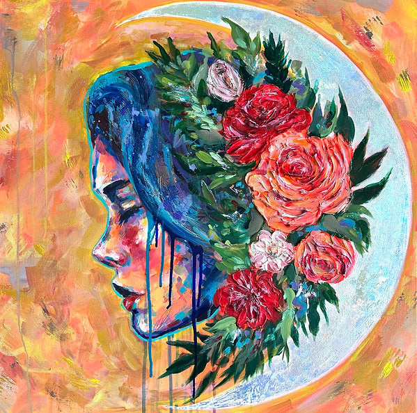 "The Moon's Gift" Original 24x24 Painting on Canvas