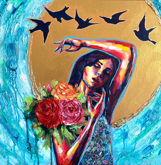 "Potential" Hand Embellished Canvas Print Signed