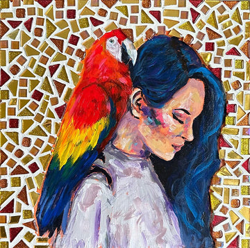 "Into The Wild" Original Mosaic Mixed Media Painting On 12x12 Wood Canvas
