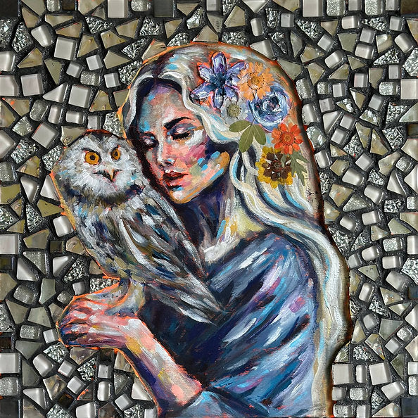 "Sagacity" Original 12x12 Mosaic Painting