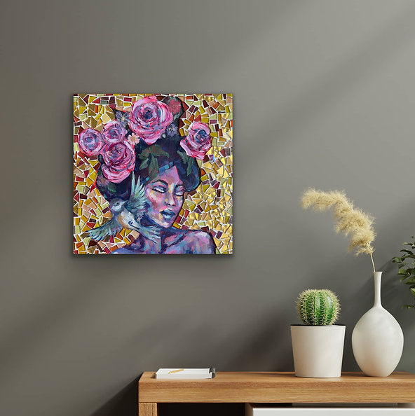 "Tuning In" Original Mixed Media On Wood Canvas