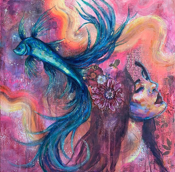"Dream Weaver" Original 24x24 Mixed Media Painting on Canvas