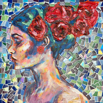 "Meraki" Original Mosaic Mixed Media Painting 12x12 Canvas