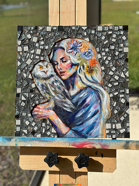 "Sagacity" Original 12x12 Mosaic Painting