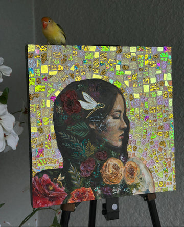 "Sanctuary Of Light" Original 16x16 Mosaic Mixed Media On Wood Canvas